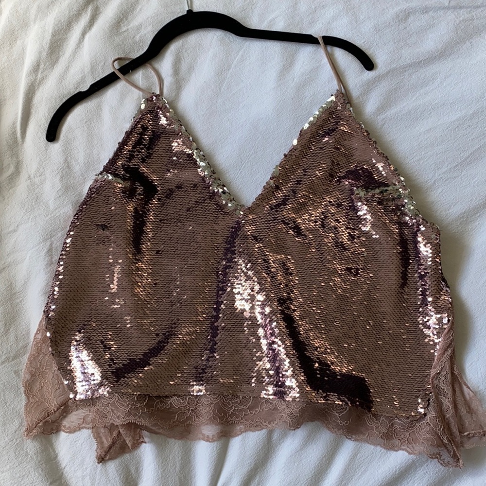 light pink sequin top